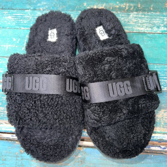 UGG Fluffita Black Platform Slide - Picture 5 of 9